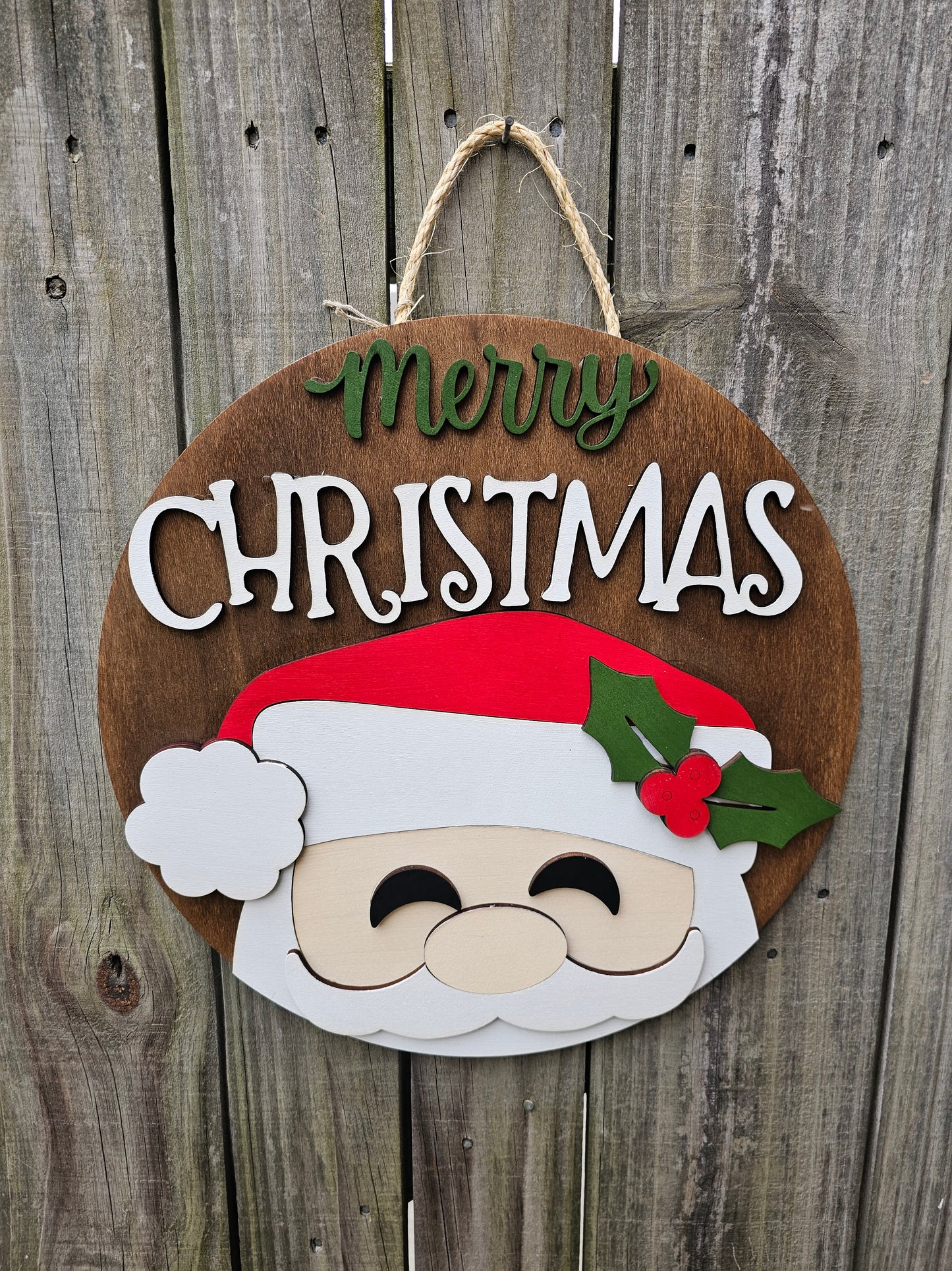 Merry Christmas Santa Wood Door Sign