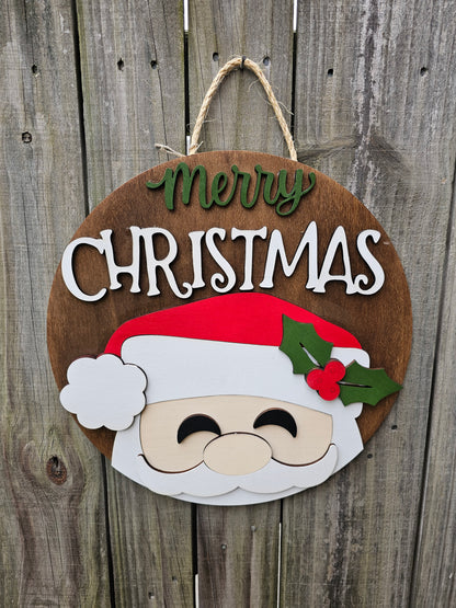 Merry Christmas Santa Wood Door Sign