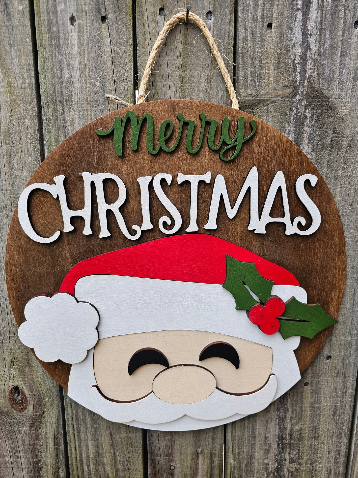 Merry Christmas Santa Wood Door Sign
