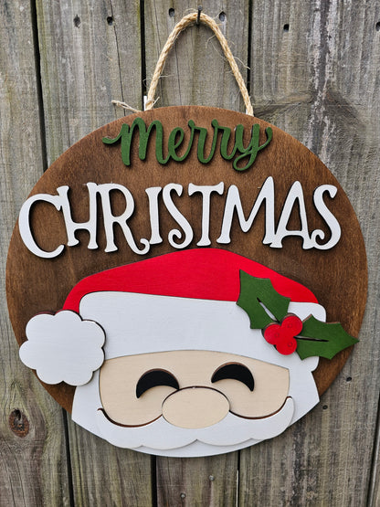 Merry Christmas Santa Wood Door Sign