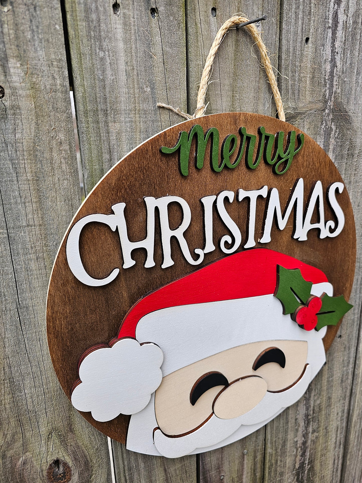 Merry Christmas Santa Wood Door Sign