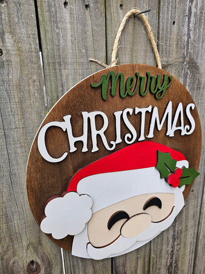 Merry Christmas Santa Wood Door Sign