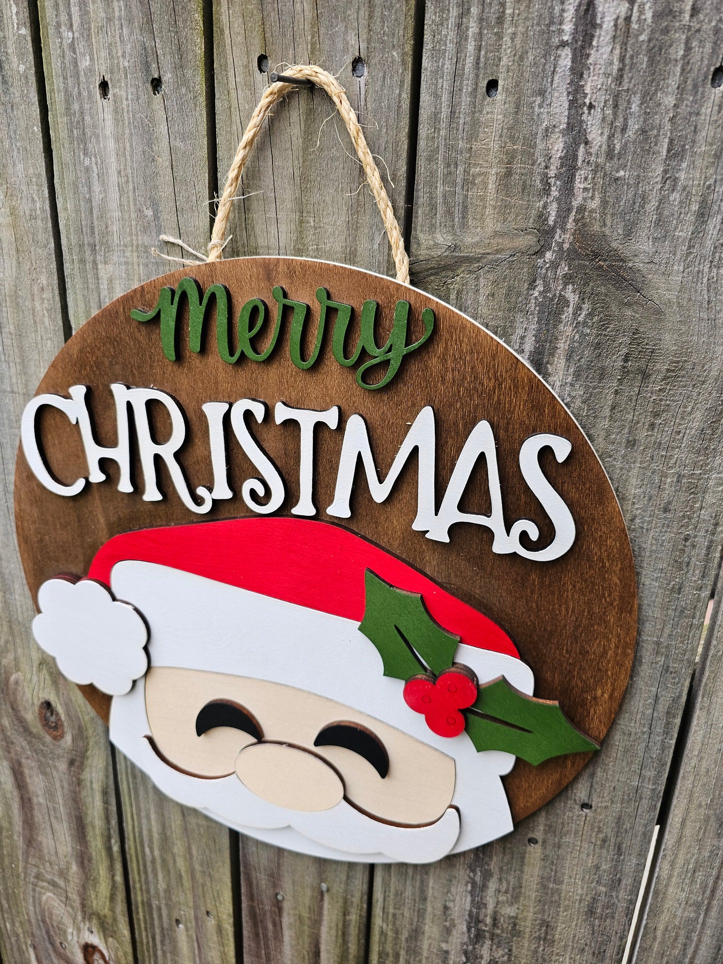Merry Christmas Santa Wood Door Sign