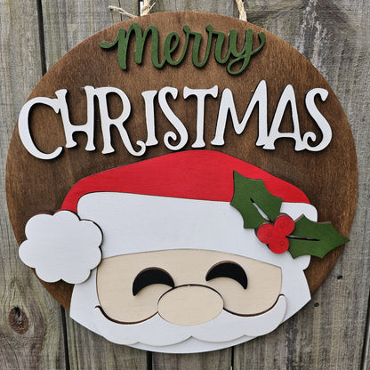 Merry Christmas Santa Wood Door Sign
