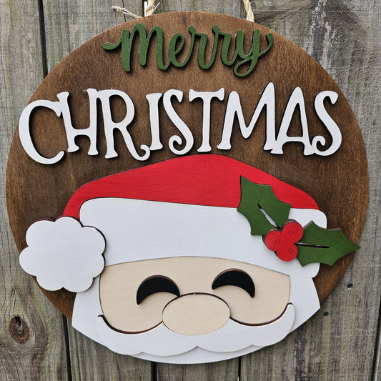 Merry Christmas Santa Wood Door Sign