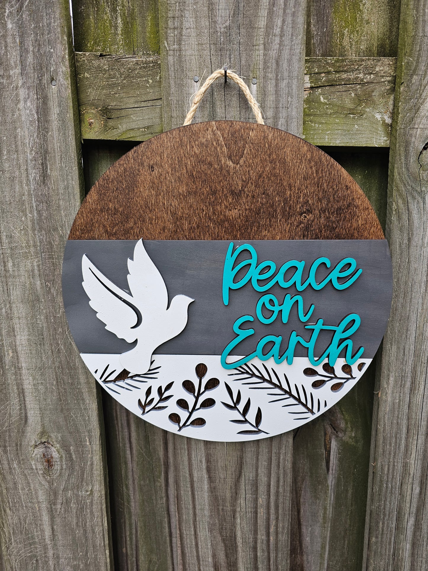 Peace on Earth Wooden Door Hanging Sign