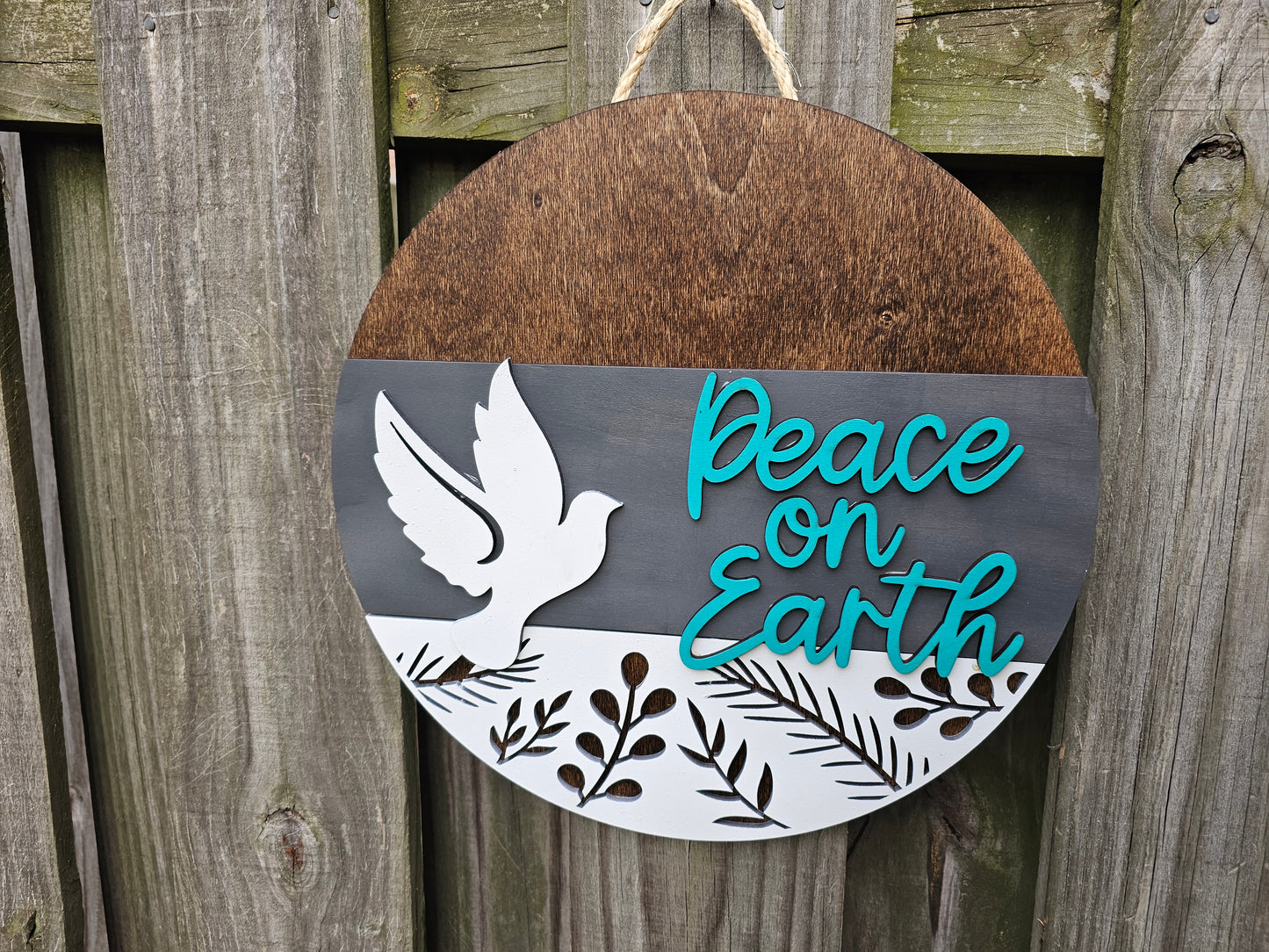 Peace on Earth Wooden Door Hanging Sign