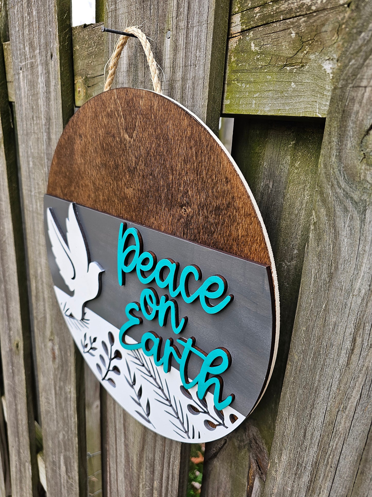 Peace on Earth Wooden Door Hanging Sign