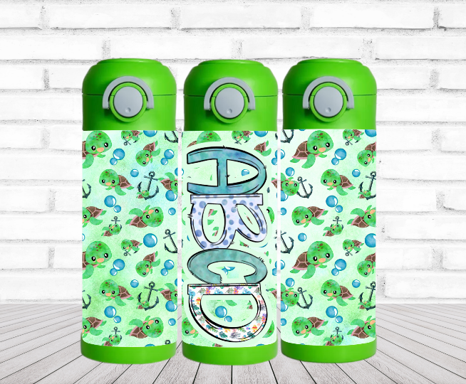 Sea Turtles Flip Top Water Bottle - Personalized