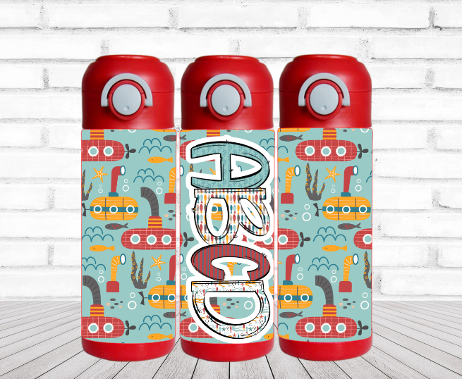 Submarine Flip Top Water Bottle - Personalized