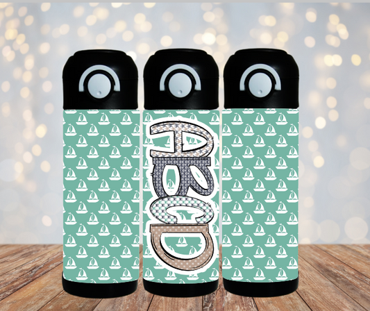 Neutral Nautical Flip Top Water Bottle - Personalized