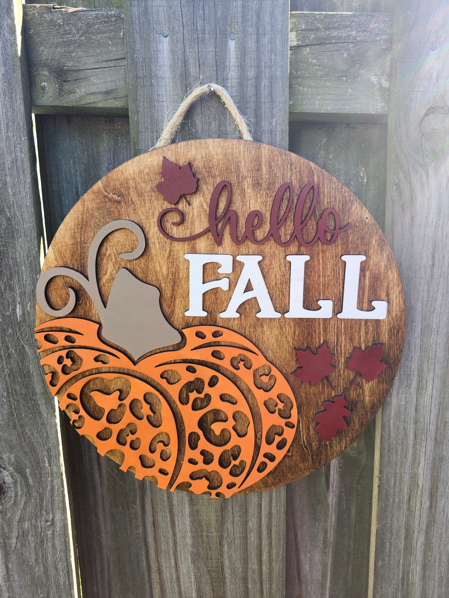 Hello Fall Wooden Door Hanging Sign