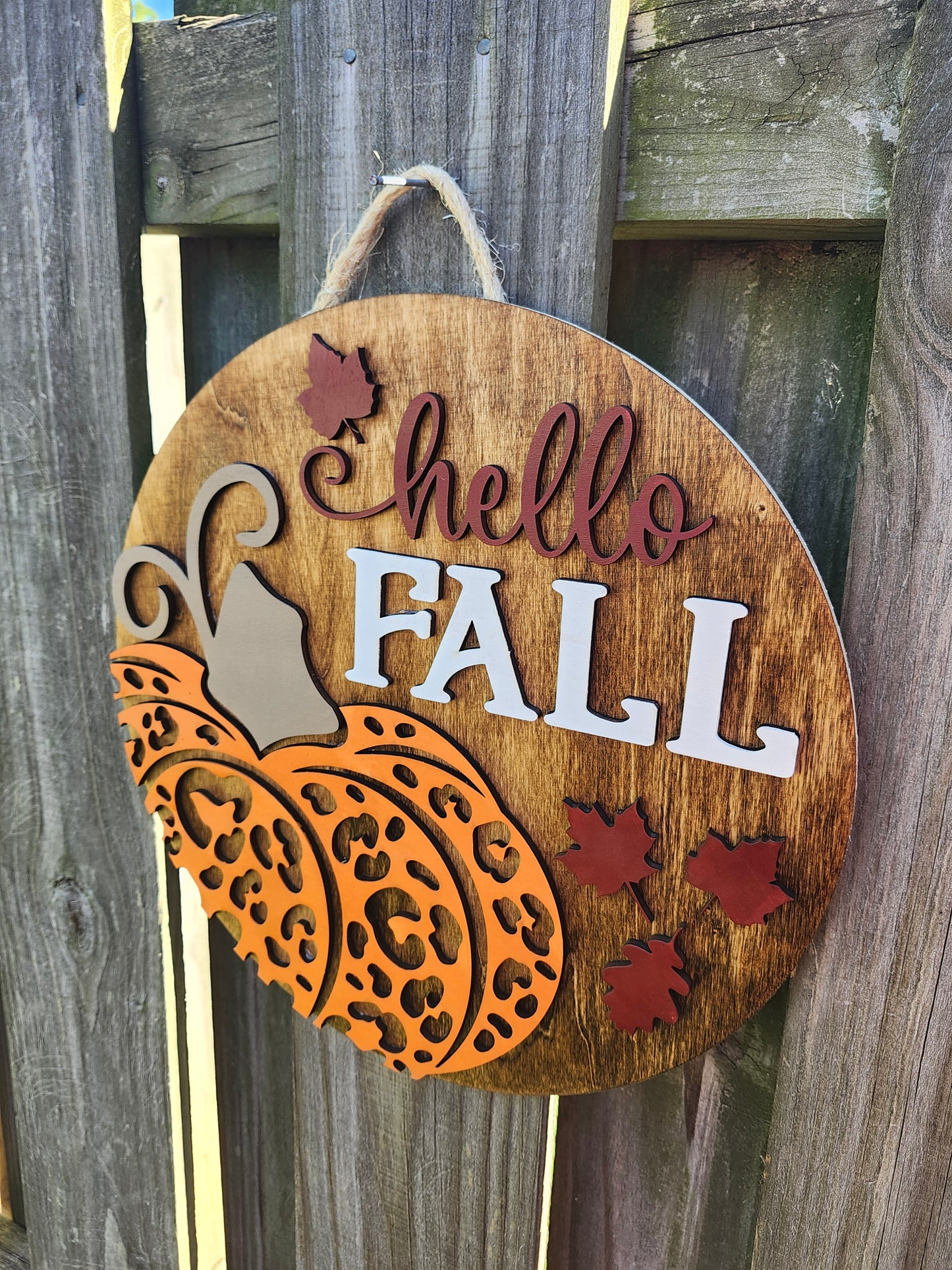 Hello Fall Wooden Door Hanging Sign