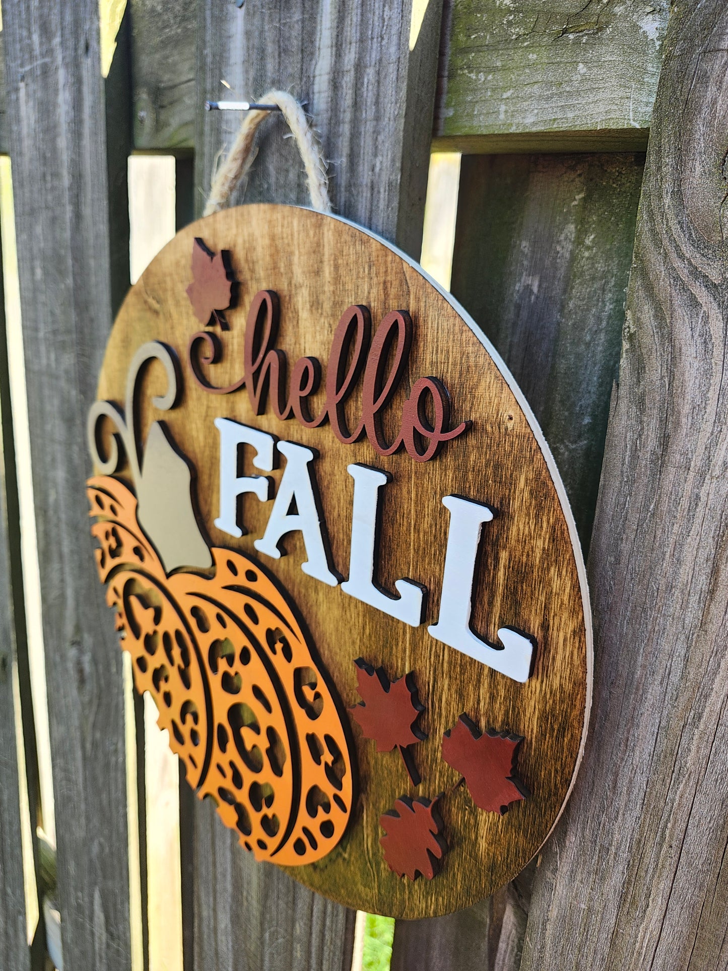 Hello Fall Wooden Door Hanging Sign