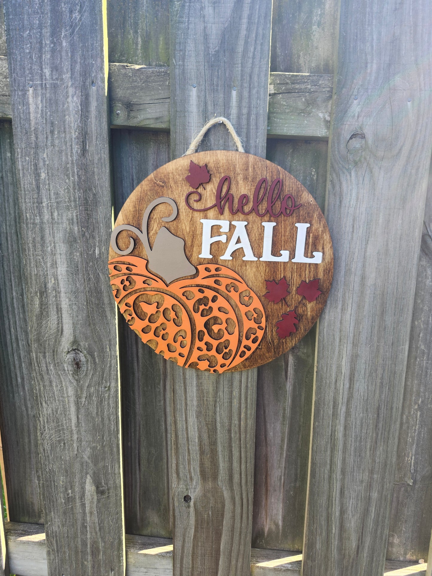 Hello Fall Wooden Door Hanging Sign