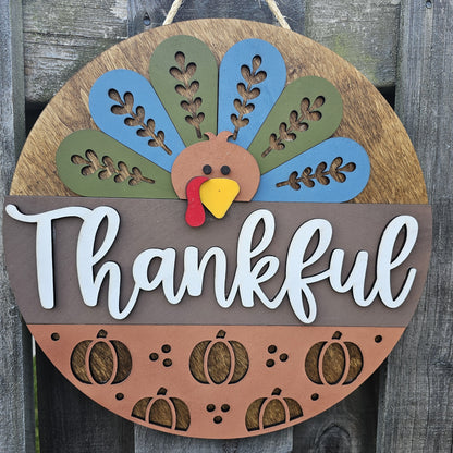 Thankful Wooden Door Hanging Sign