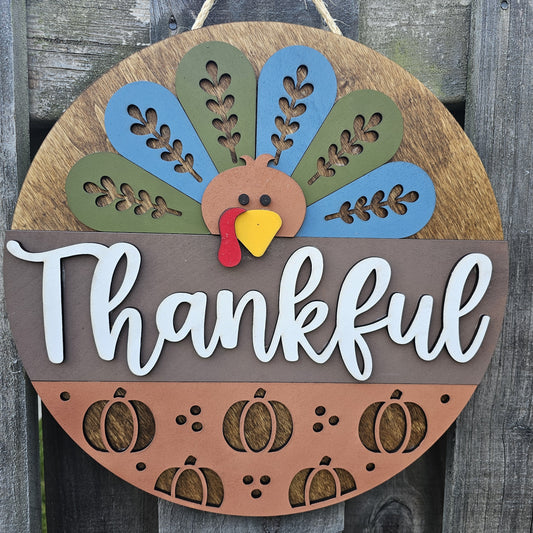 Thankful Wooden Door Hanging Sign