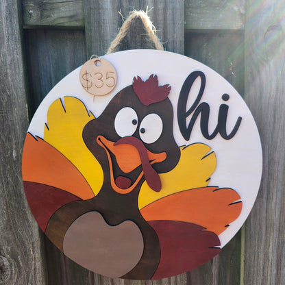 Turkey Wooden Door Hanging Sign