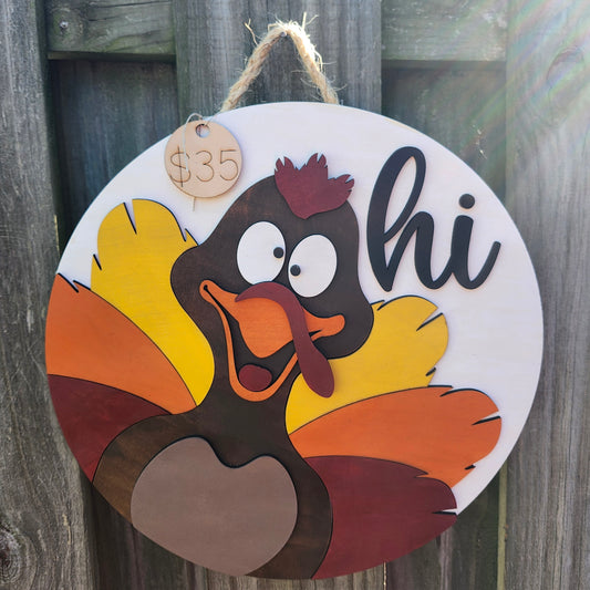 Turkey Wooden Door Hanging Sign