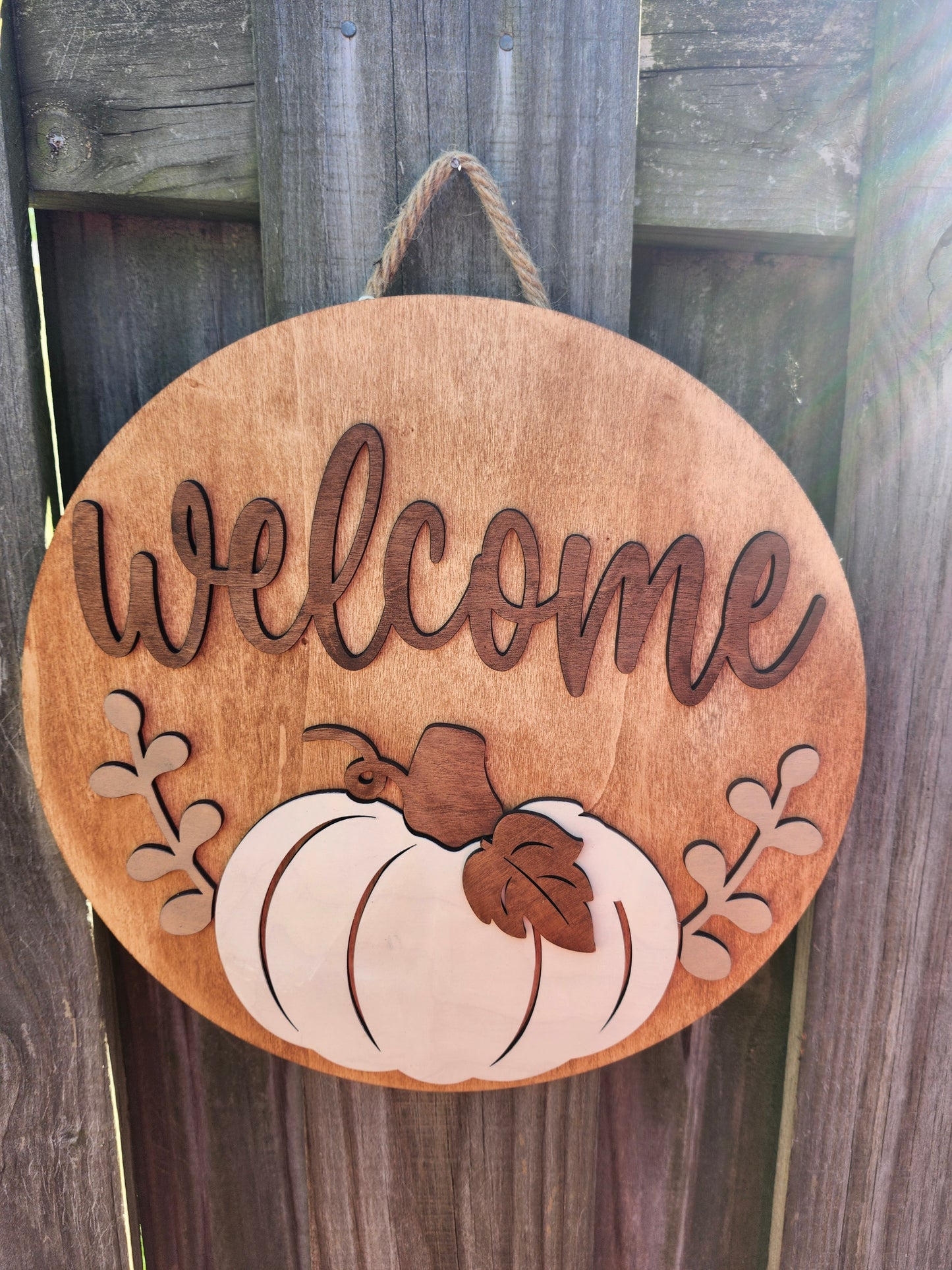 Welcome Pumpkin Fall Wooden Door Hanging Sign