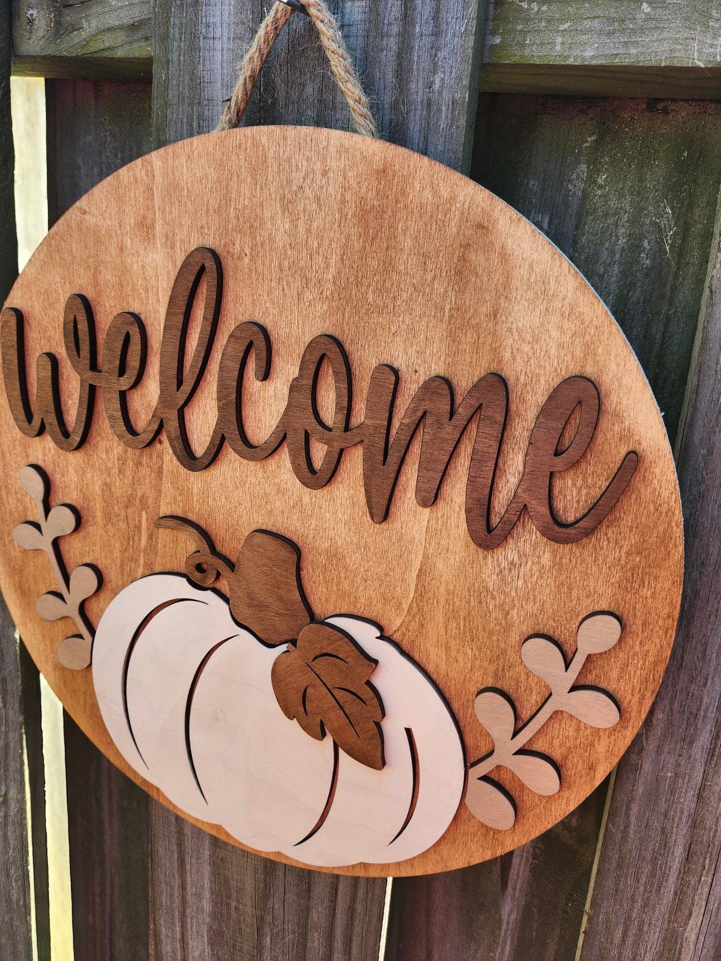 Welcome Pumpkin Fall Wooden Door Hanging Sign