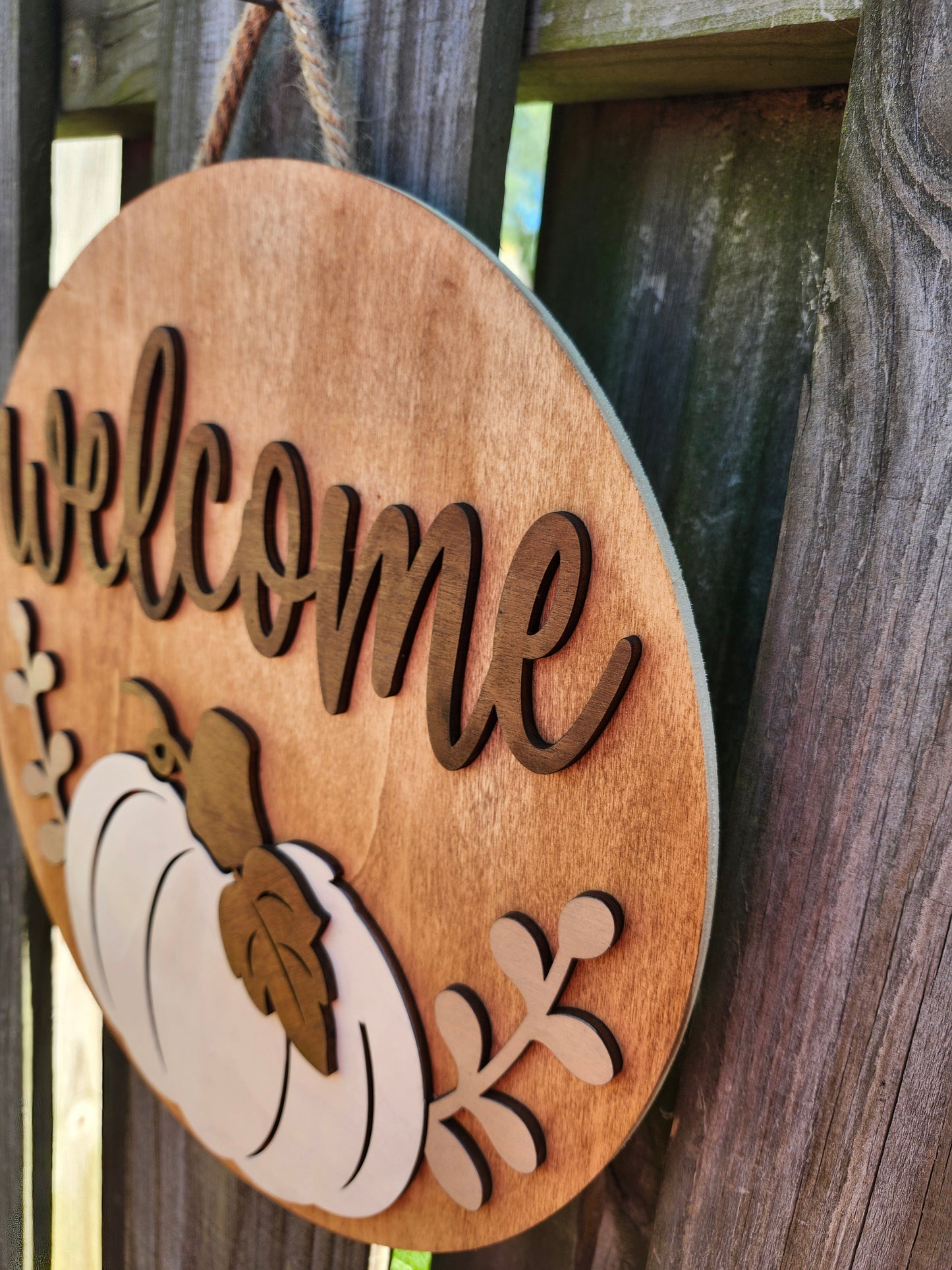 Welcome Pumpkin Fall Wooden Door Hanging Sign