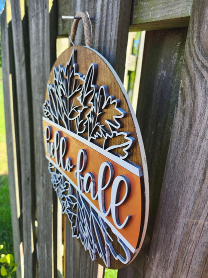Welcome Fall Wooden Door Hanging Sign