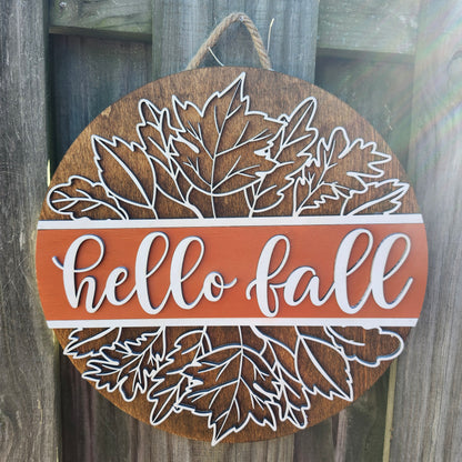 Welcome Fall Wooden Door Hanging Sign