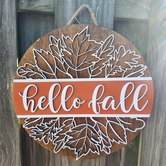 Welcome Fall Wooden Door Hanging Sign