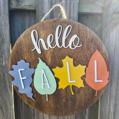 Hello Fall Wooden Door Hanging Sign