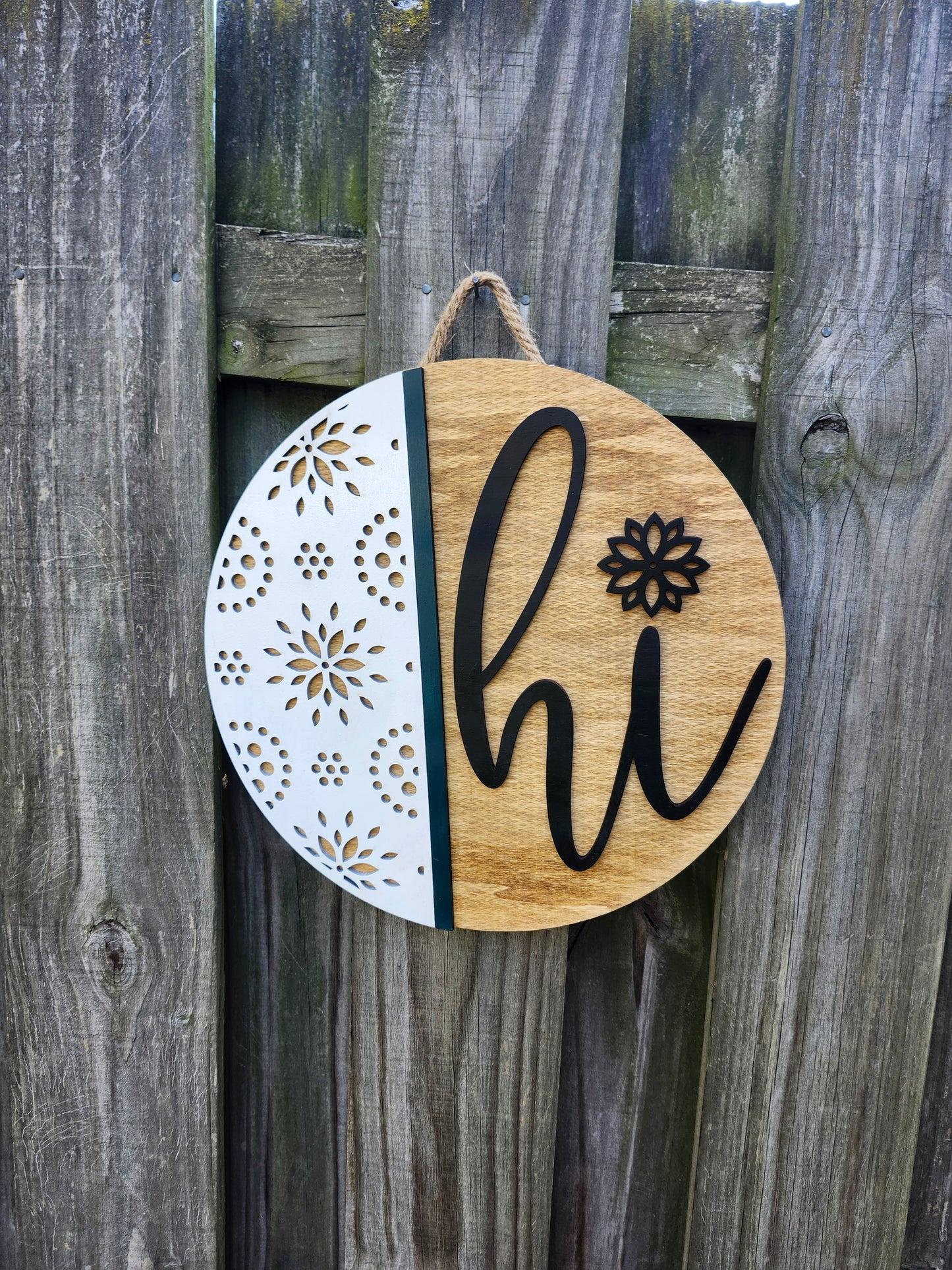 Hi Wooden Door Hanging Sign