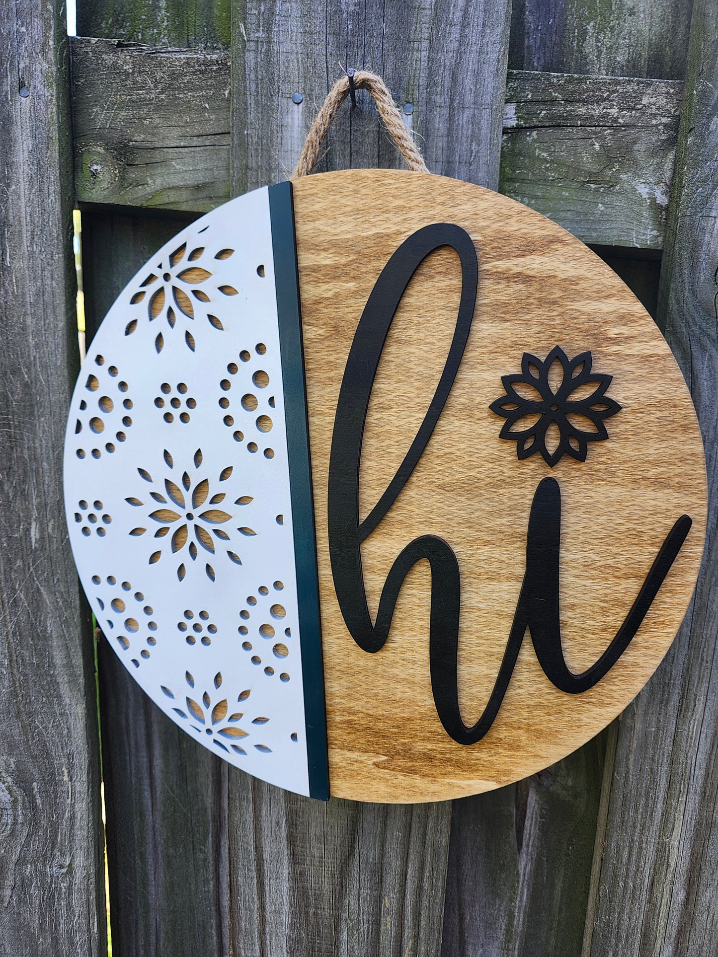 Hi Wooden Door Hanging Sign