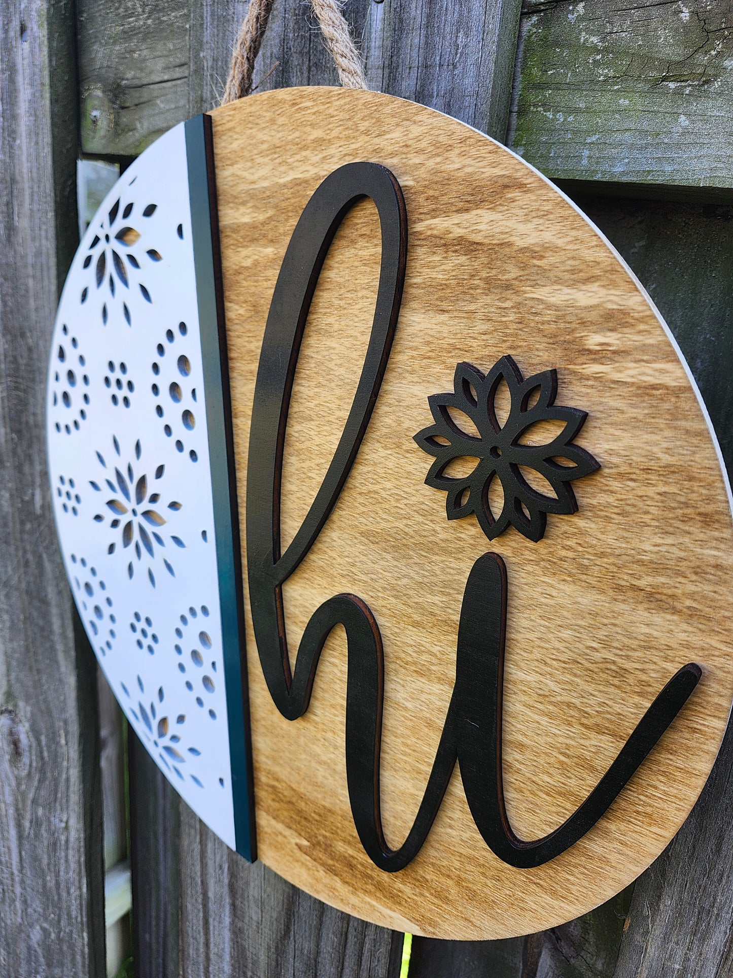 Hi Wooden Door Hanging Sign