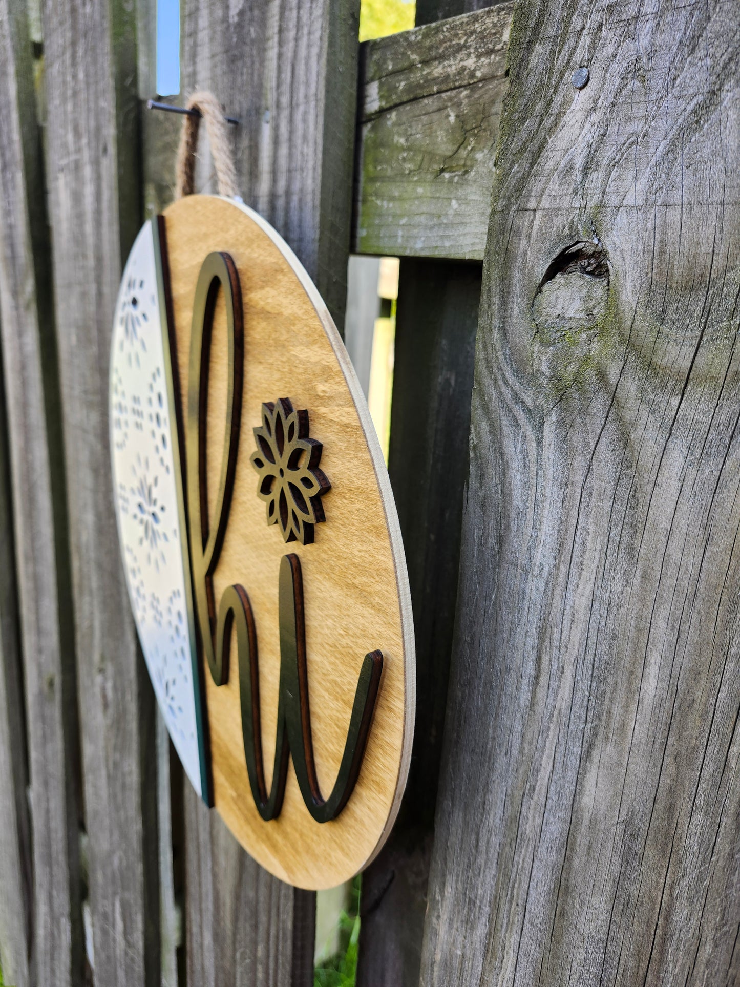 Hi Wooden Door Hanging Sign