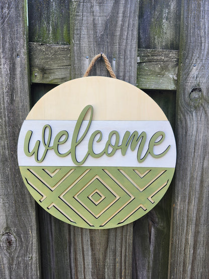 Light Green Welcome Door Sign