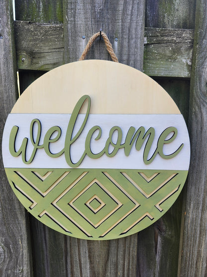 Light Green Welcome Door Sign