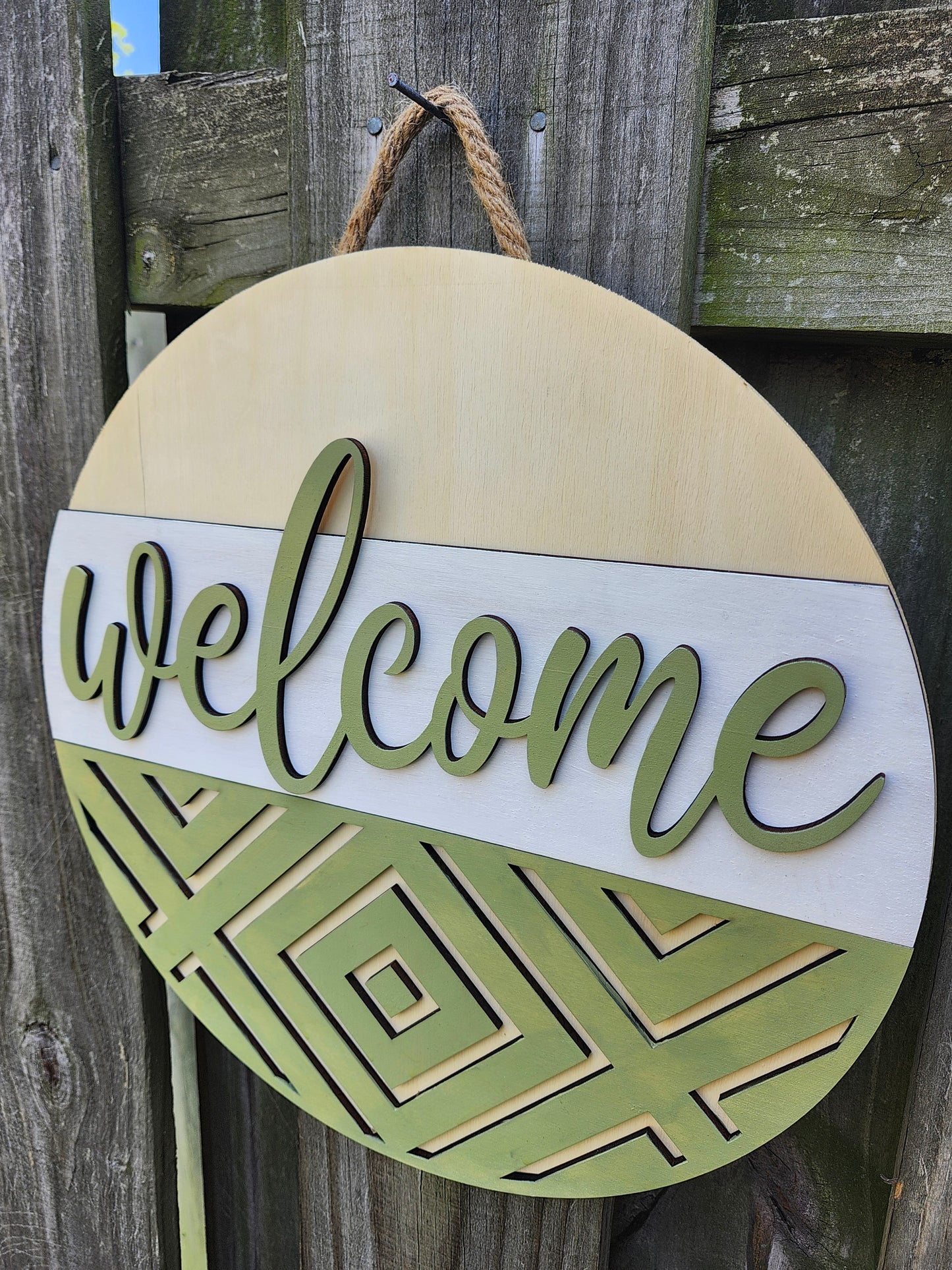 Light Green Welcome Door Sign