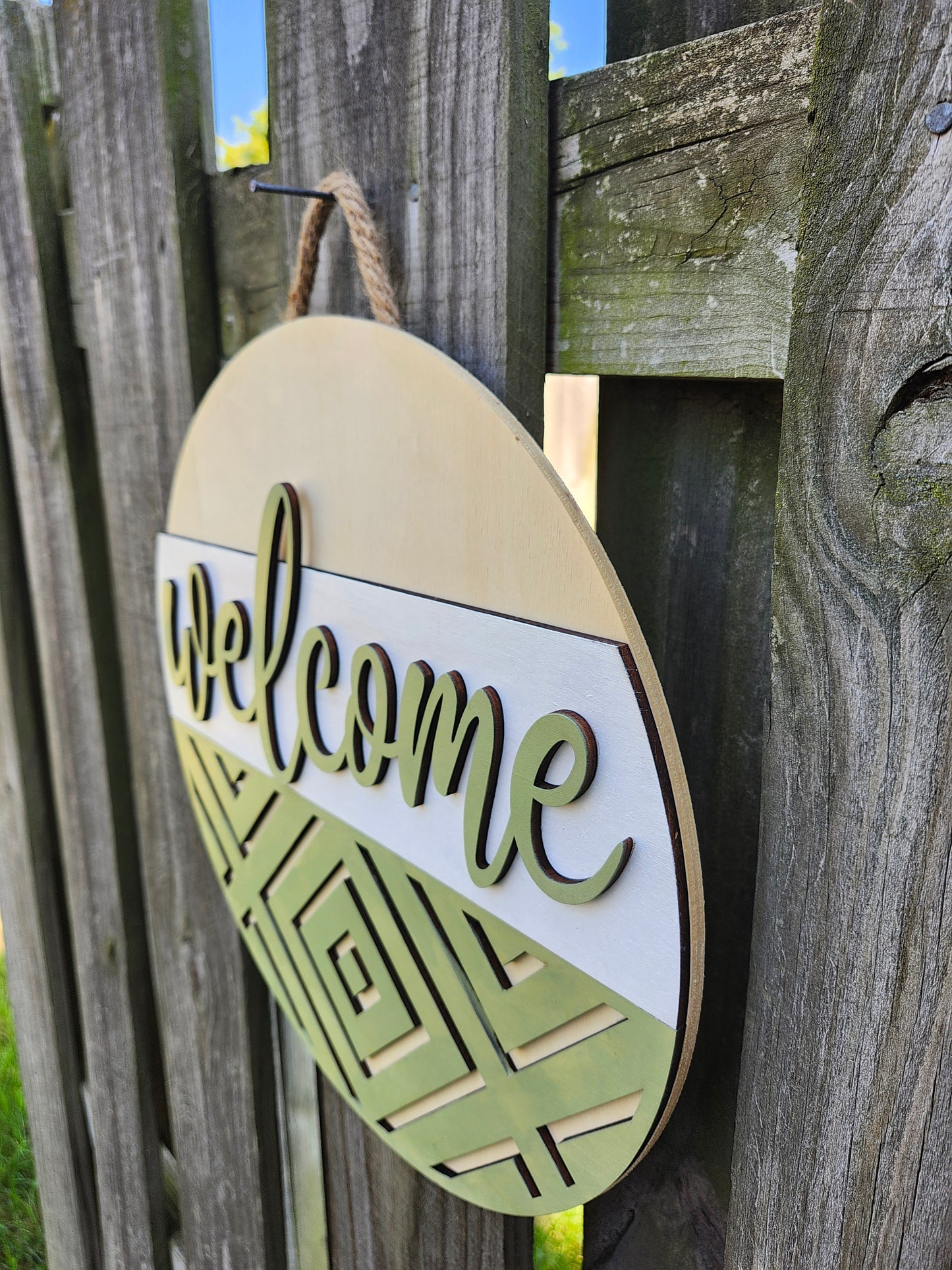 Light Green Welcome Door Sign