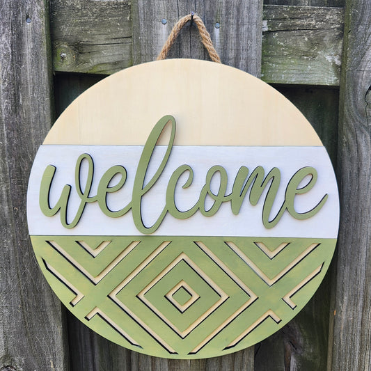 Light Green Welcome Door Sign