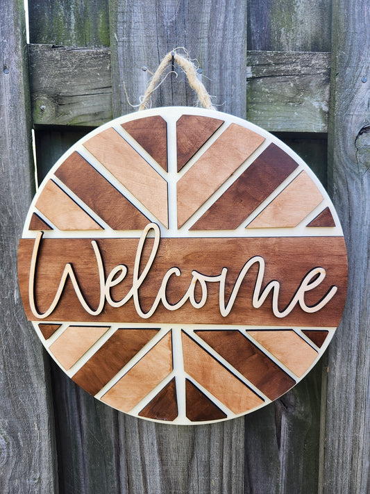 Welcome Wooden Door Hanging Sign