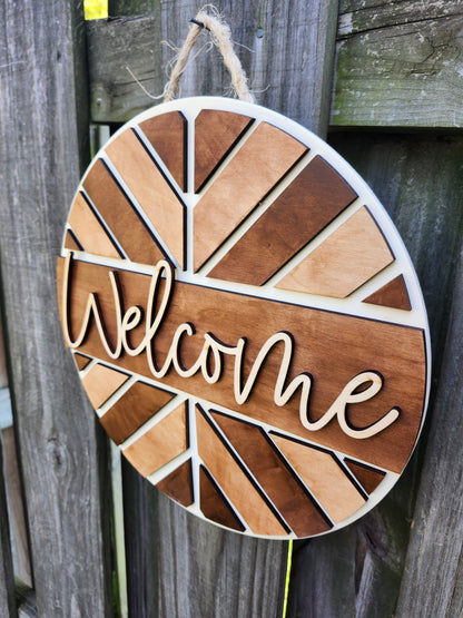 Welcome Wooden Door Hanging Sign