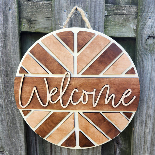 Welcome Wooden Door Hanging Sign