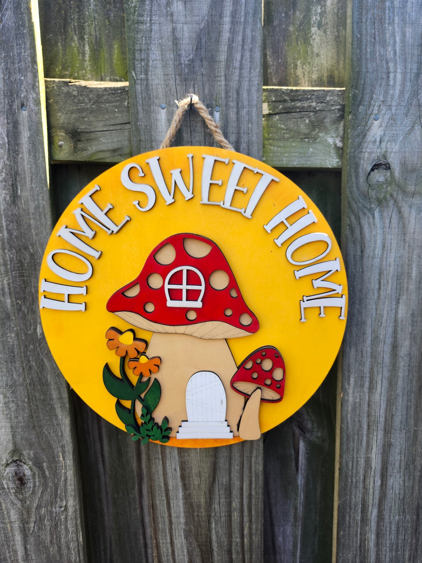 Home Sweet Home Mushroom Door Sign