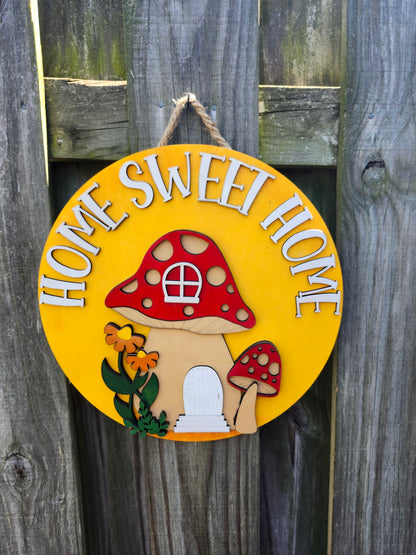 Home Sweet Home Mushroom Door Sign