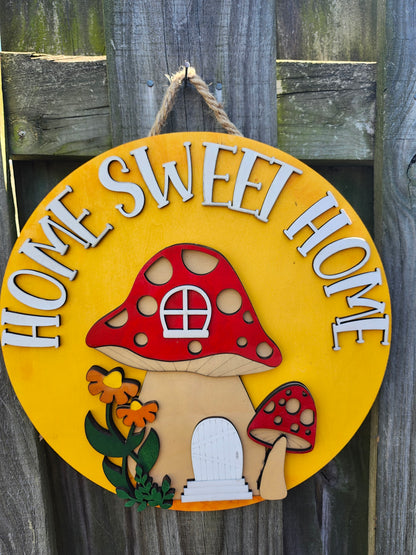 Home Sweet Home Mushroom Door Sign