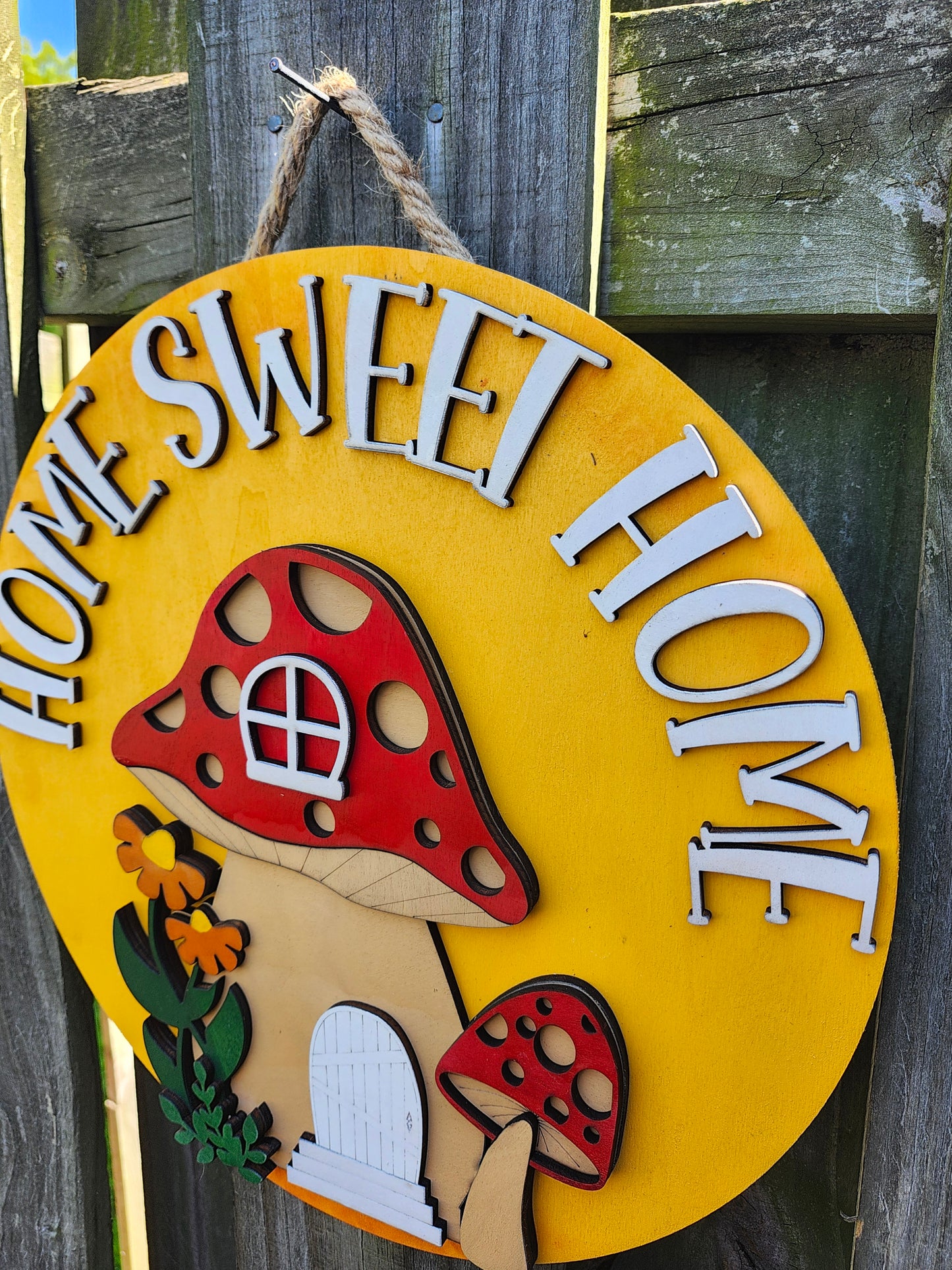 Home Sweet Home Mushroom Door Sign