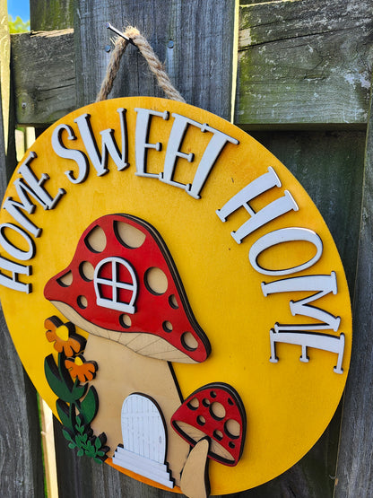 Home Sweet Home Mushroom Door Sign