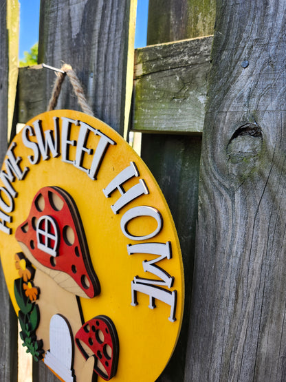Home Sweet Home Mushroom Door Sign
