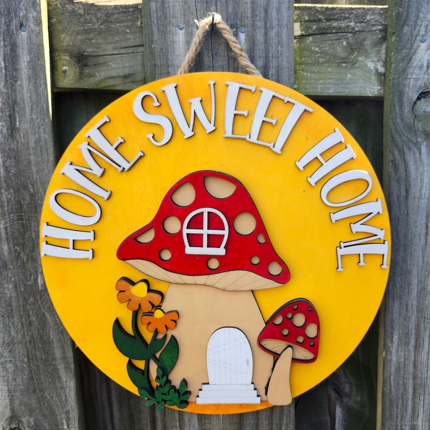 Home Sweet Home Mushroom Door Sign