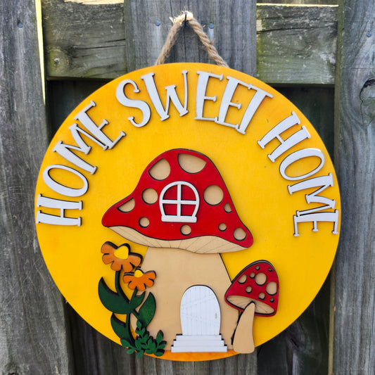 Home Sweet Home Mushroom Door Sign